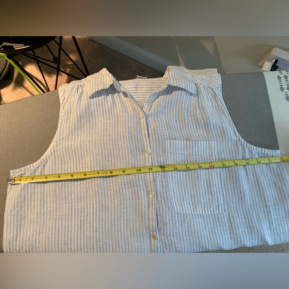Sundance Classic Memories Blue & White Striped Linen Tunic Top Size Large Petite - Picture 5 of 15